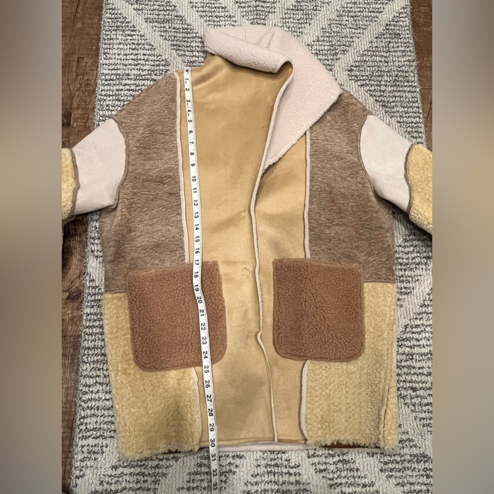 Front‎ Row Shop Patch Teddy Jacket Coat Cozy Western Sherpa - Picture 7 of 10